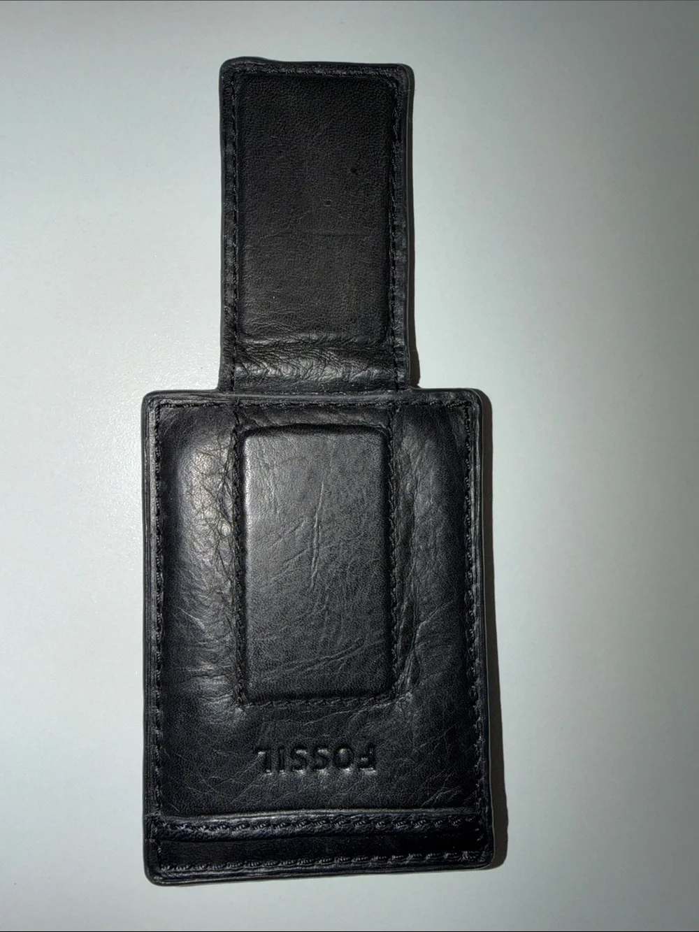 Fossil Men's Black Leather Magnetic Money Clip Wallet